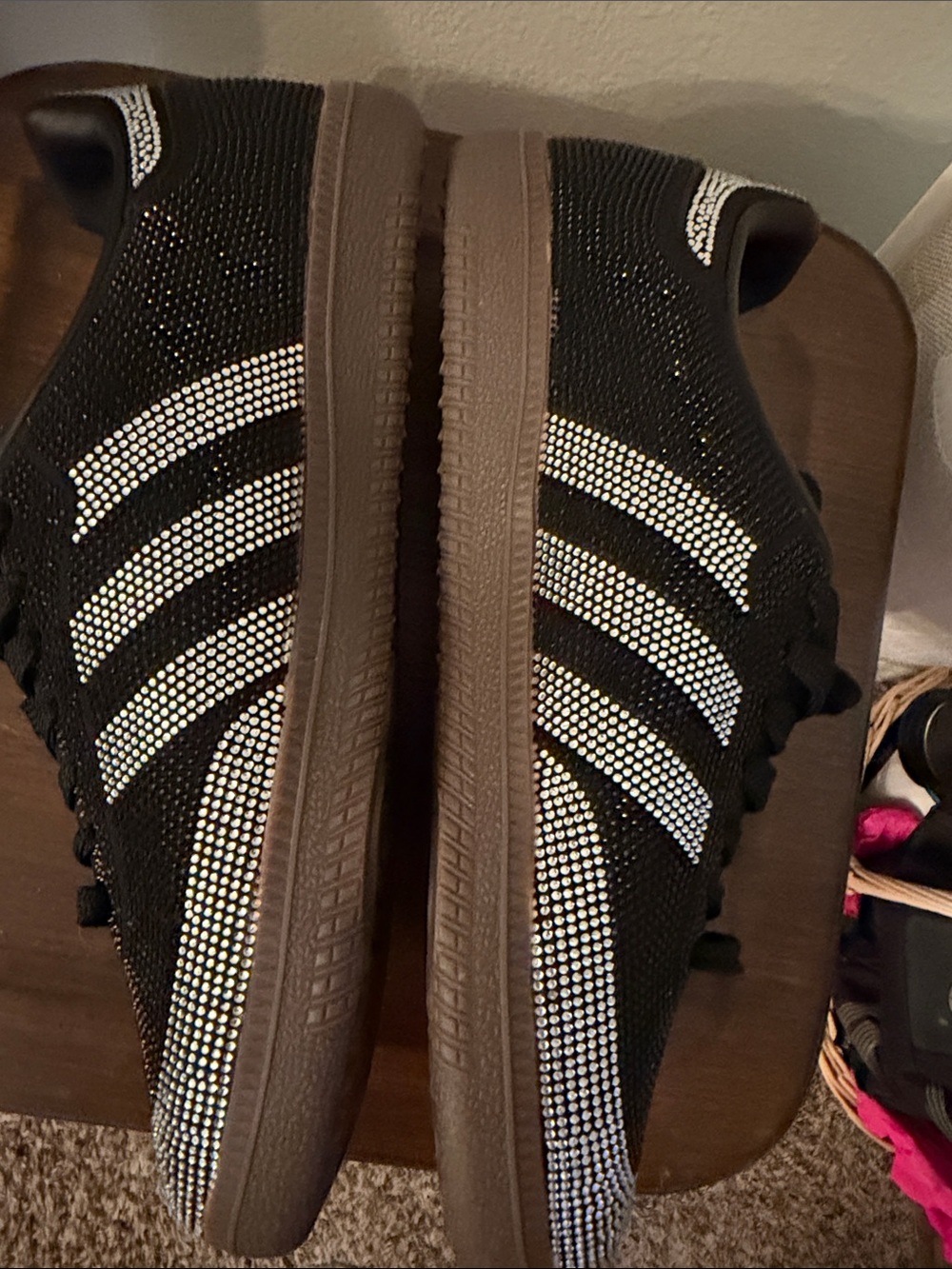 Adidas Samba Sneakers with Black & Silver Crystal Accents - Picture 4 of 10